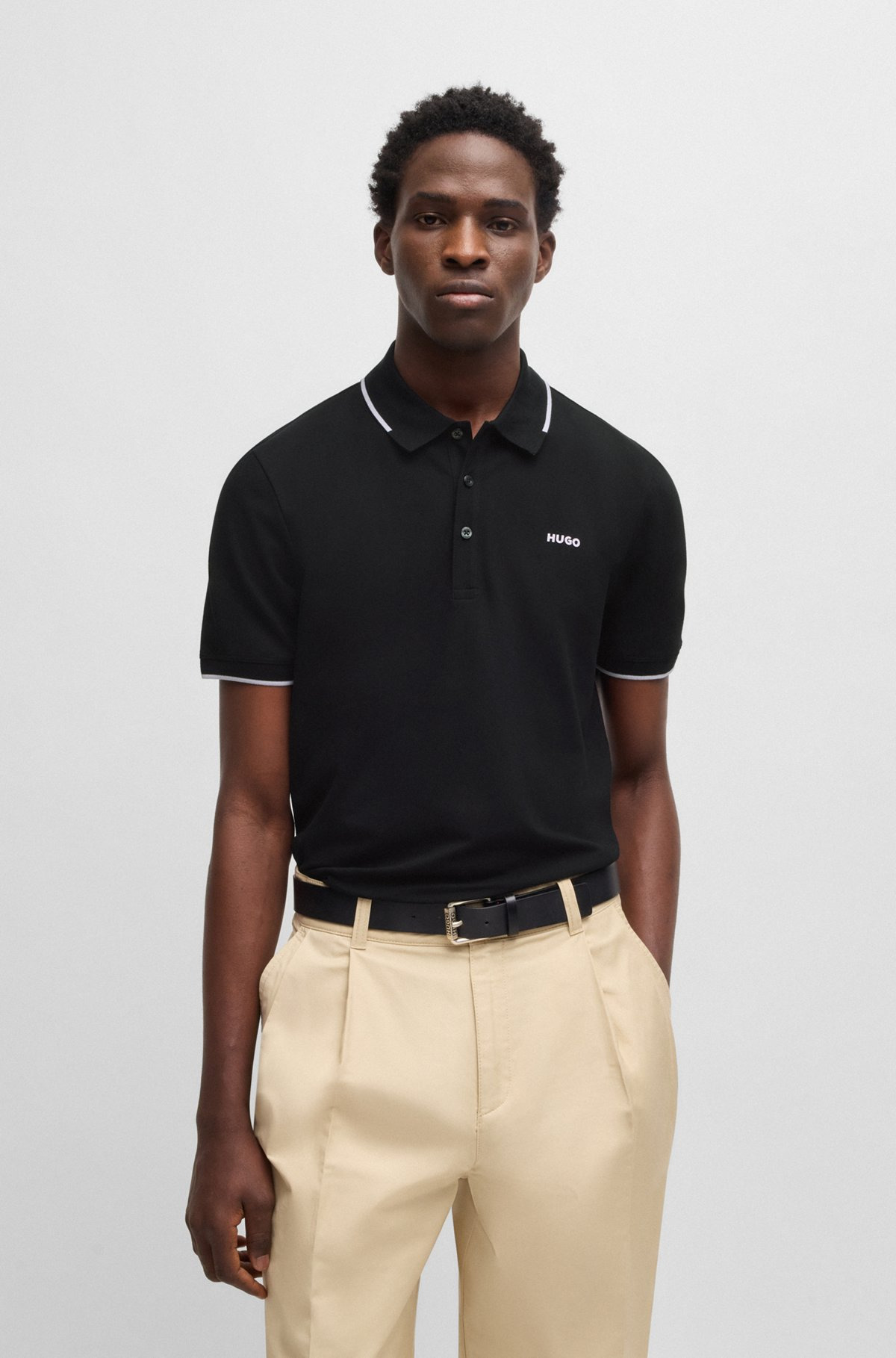 STRETCH-COTTON SLIM-FIT POLO SHIRT WITH PRINTED LOGO - 2