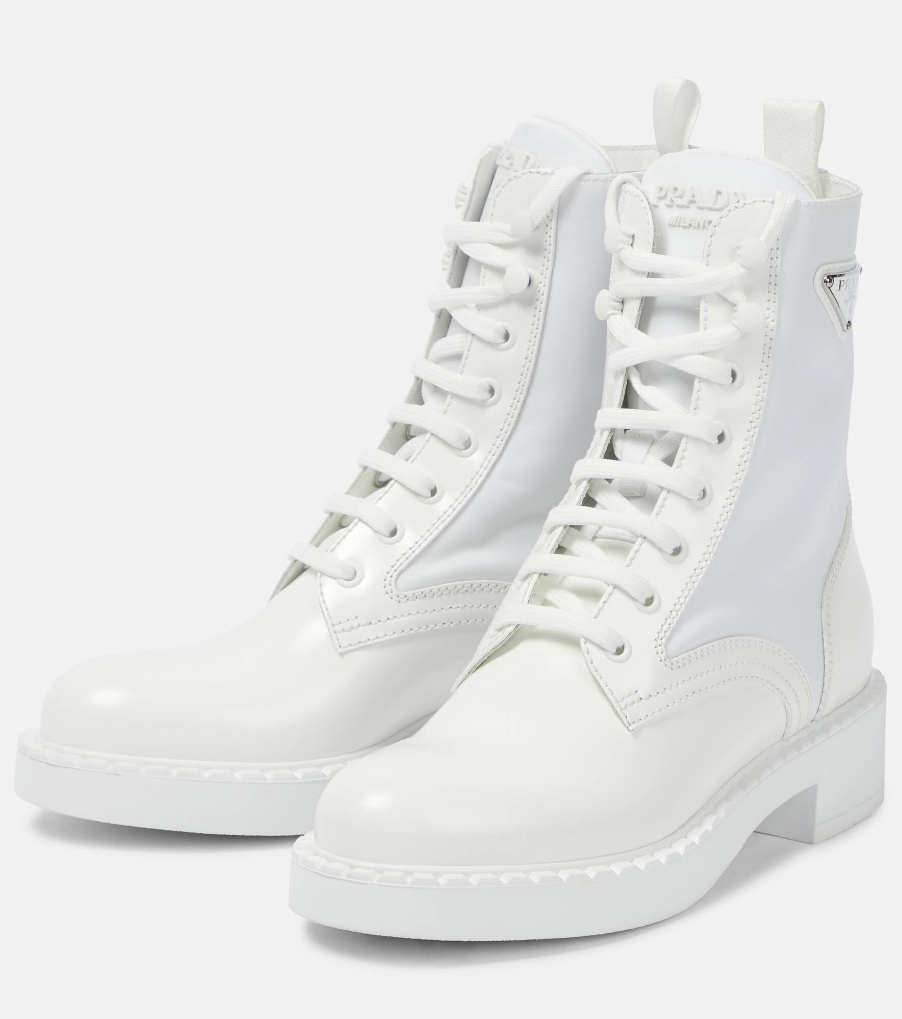 Chocolate leather-trimmed ankle boots - 5