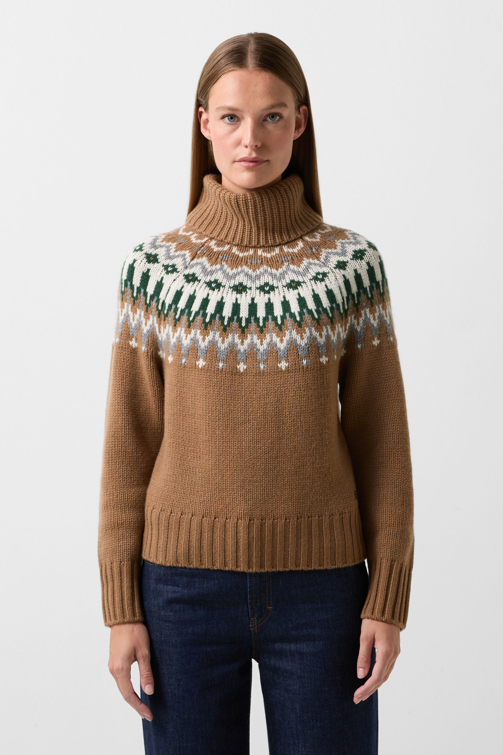 Norwegian pullover Ingrid in Hazel/Grey/Off-White - 2