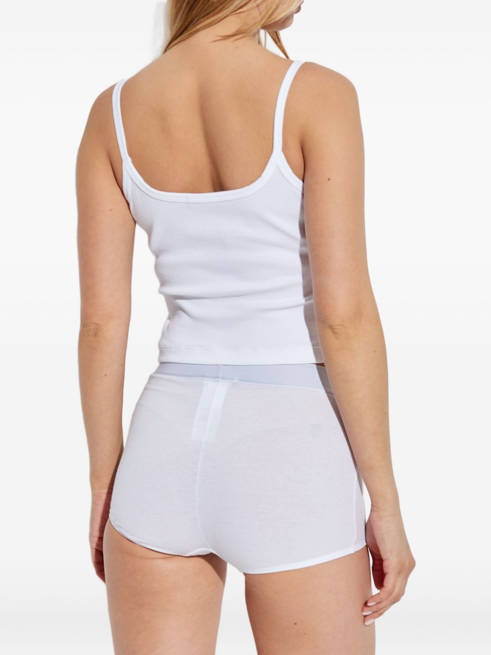 logo-embroidered ribbed top - 2
