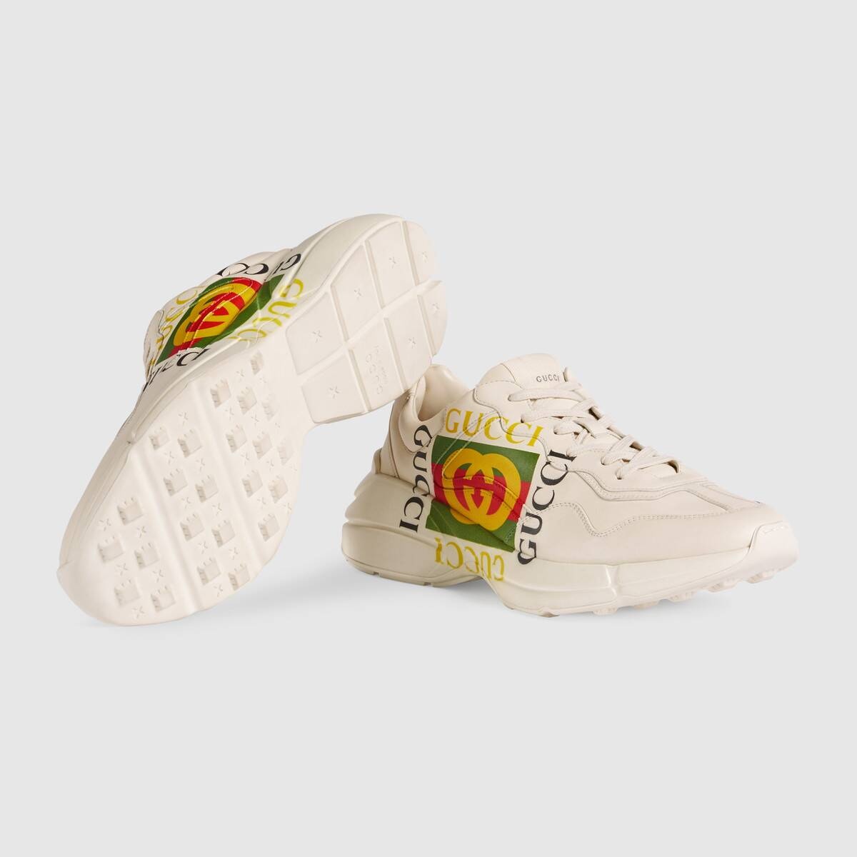 Men's Rhyton Gucci logo leather sneaker - 6