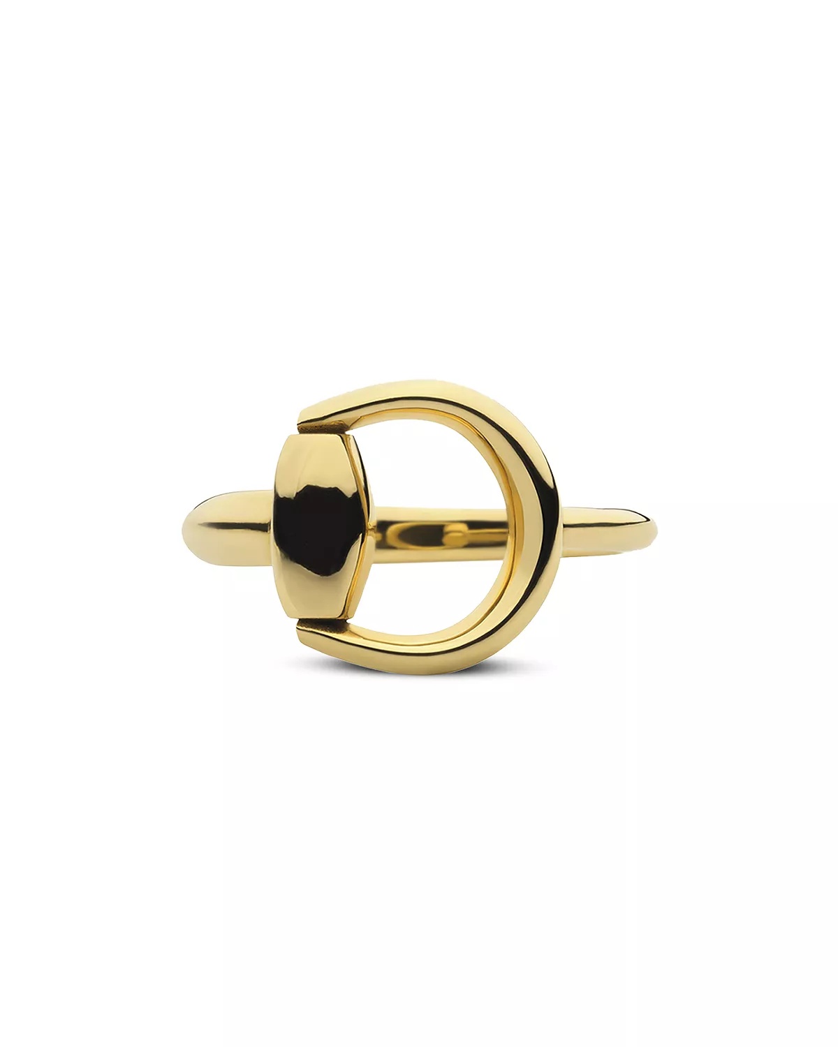 18K Yellow Gold Horsebit Polished Statement Ring - 1