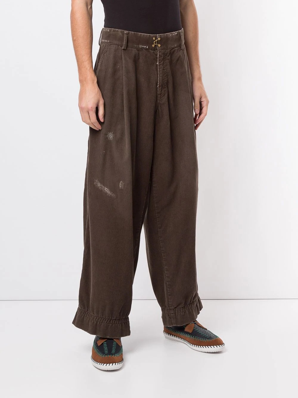 distressed effect wide leg trousers - 3