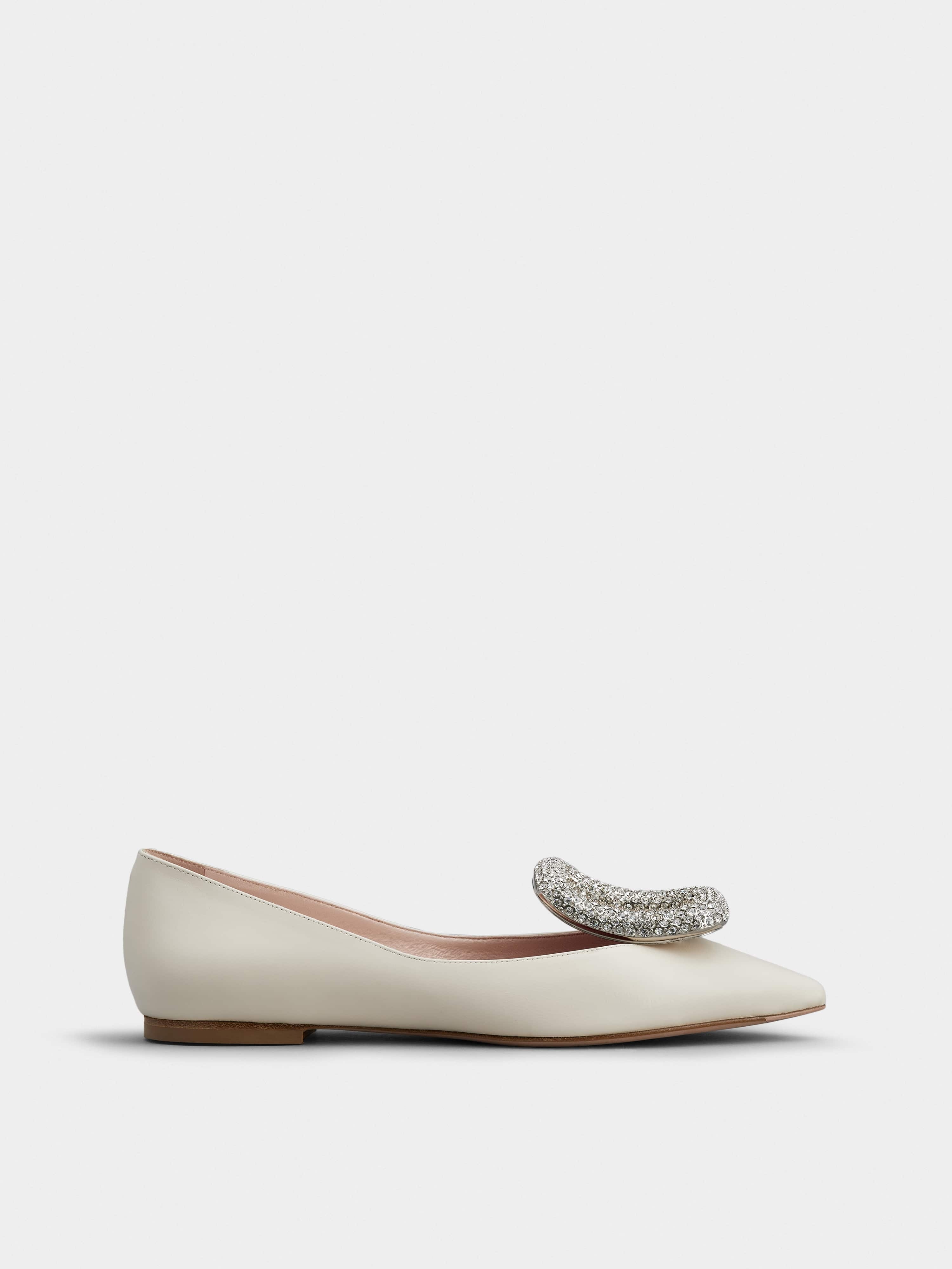 Viv' Choc Strass Buckle Ballerinas in Leather - 1