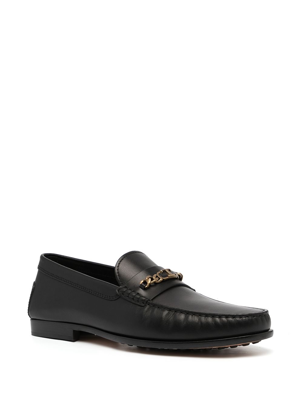 chain-embellished leather loafers - 2