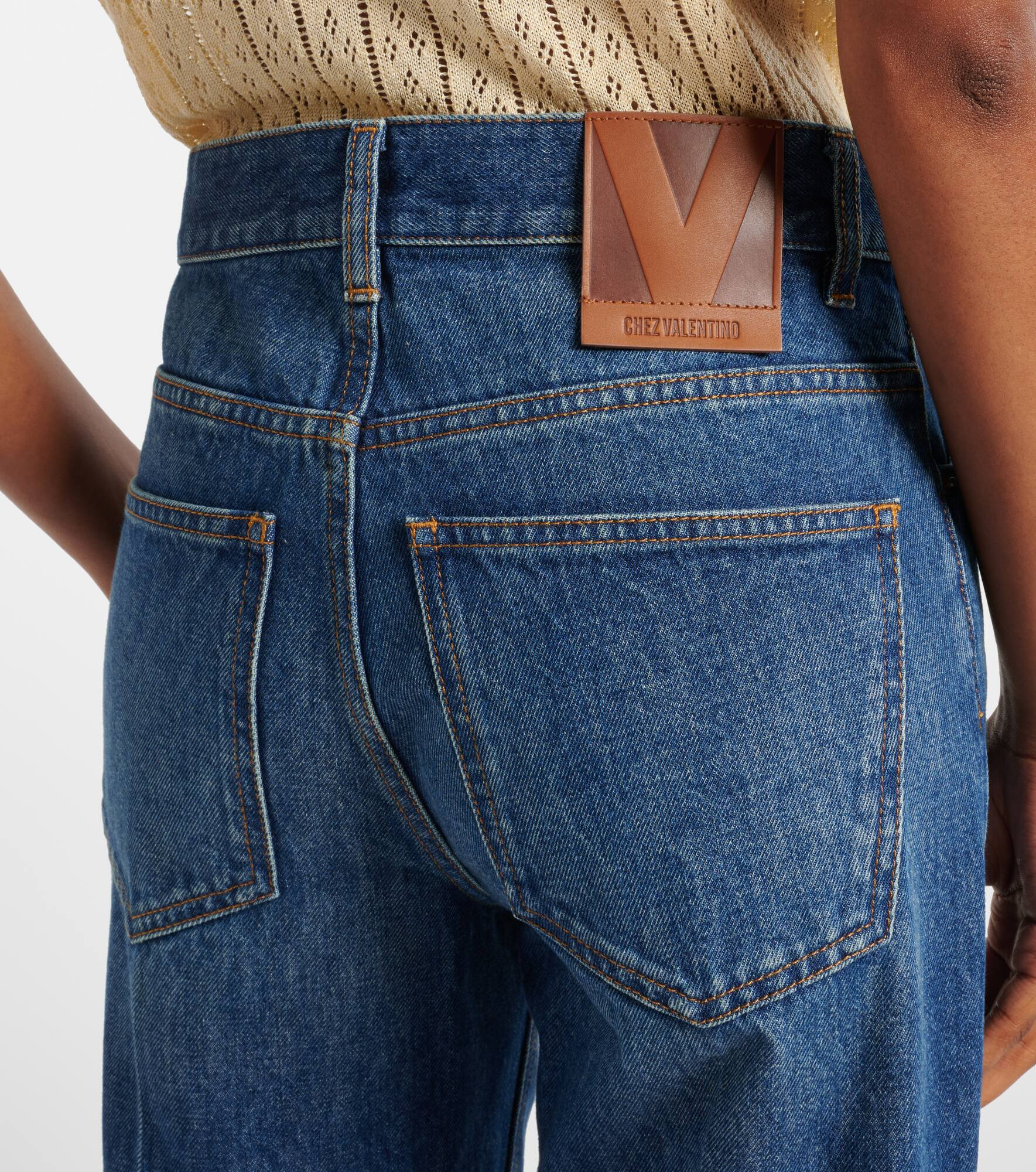 Embellished mid-rise straight jeans - 6