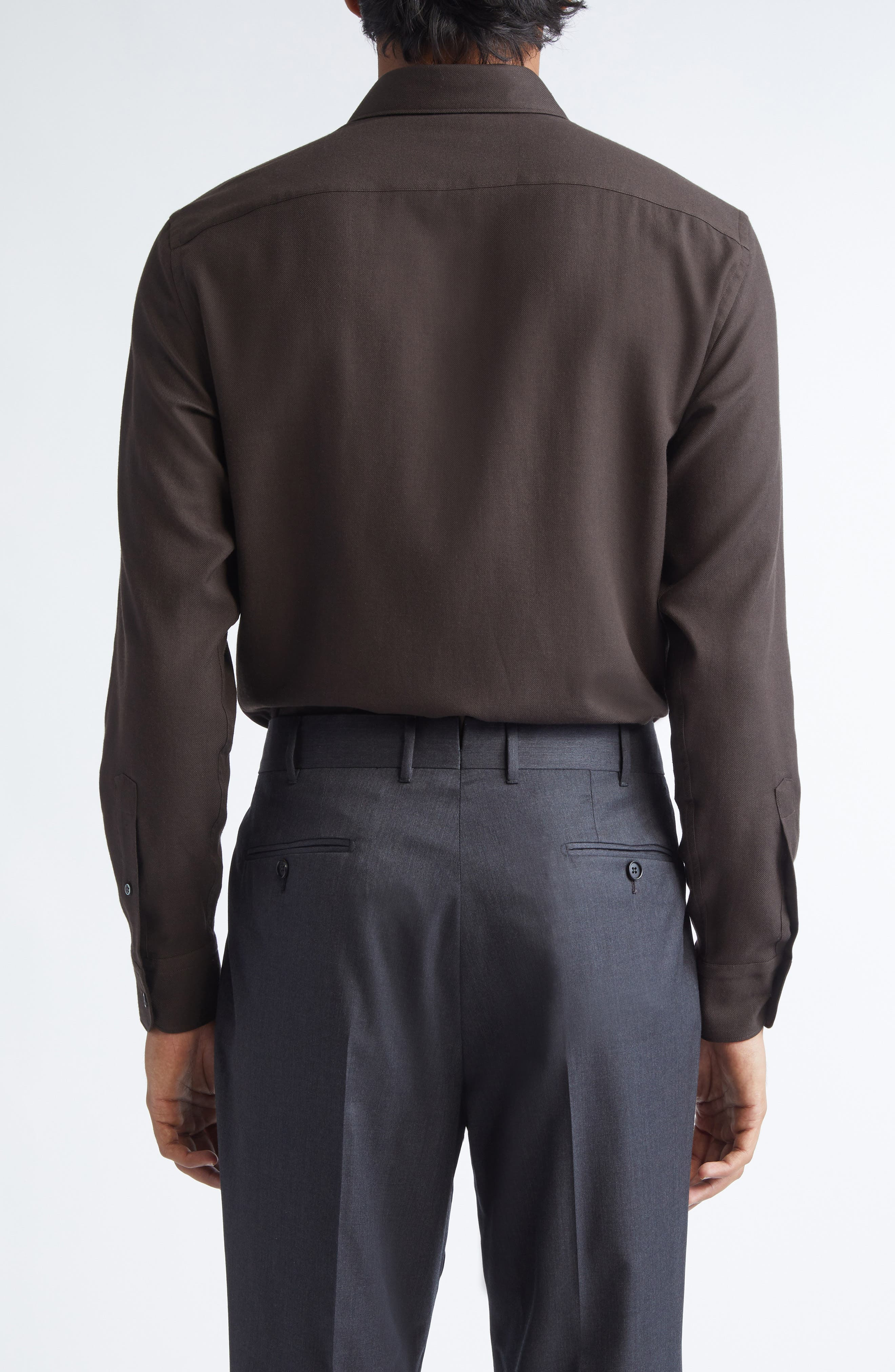 ZEGNA Cashco Cotton & Cashmere Button-Up Shirt in Dark Brown at Nordstrom - 2