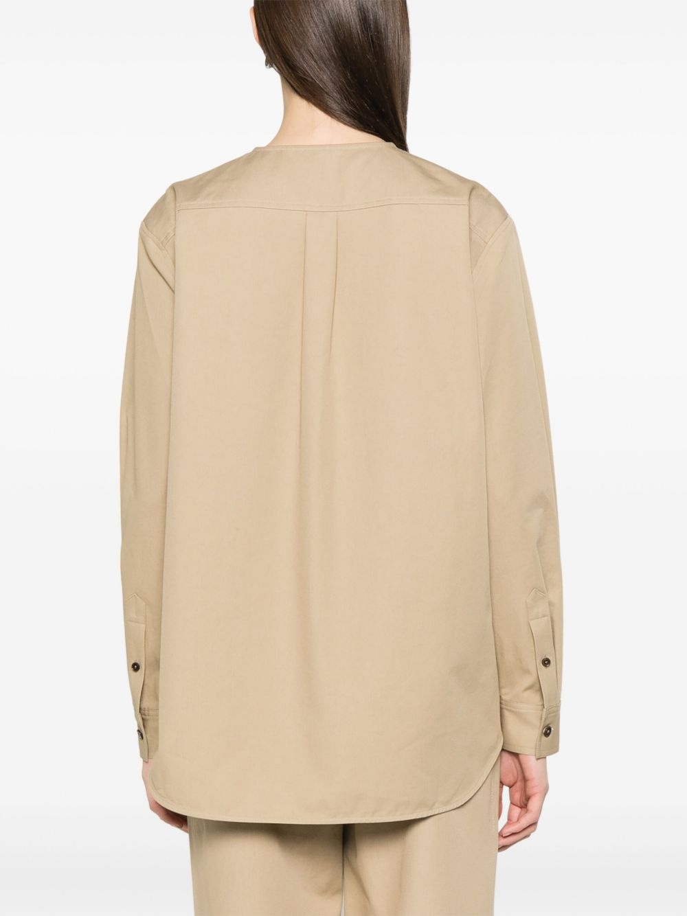 collarless cotton shirt - 4