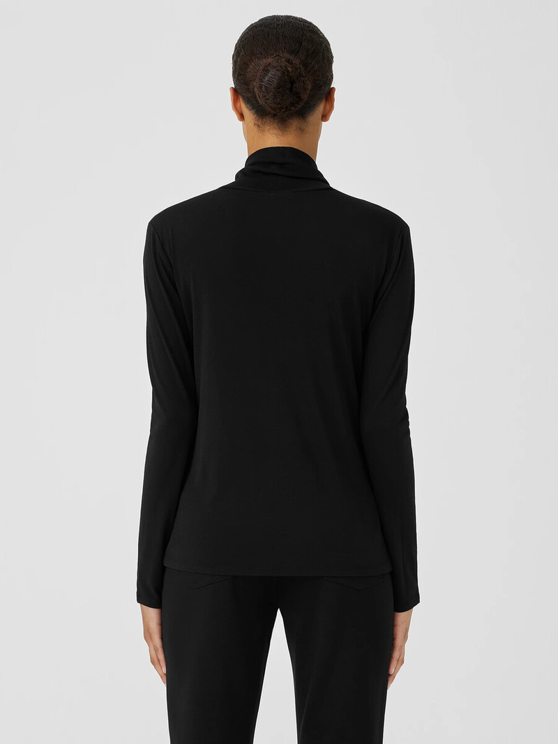 Stretch Silk Jersey Scrunch Neck Top 4