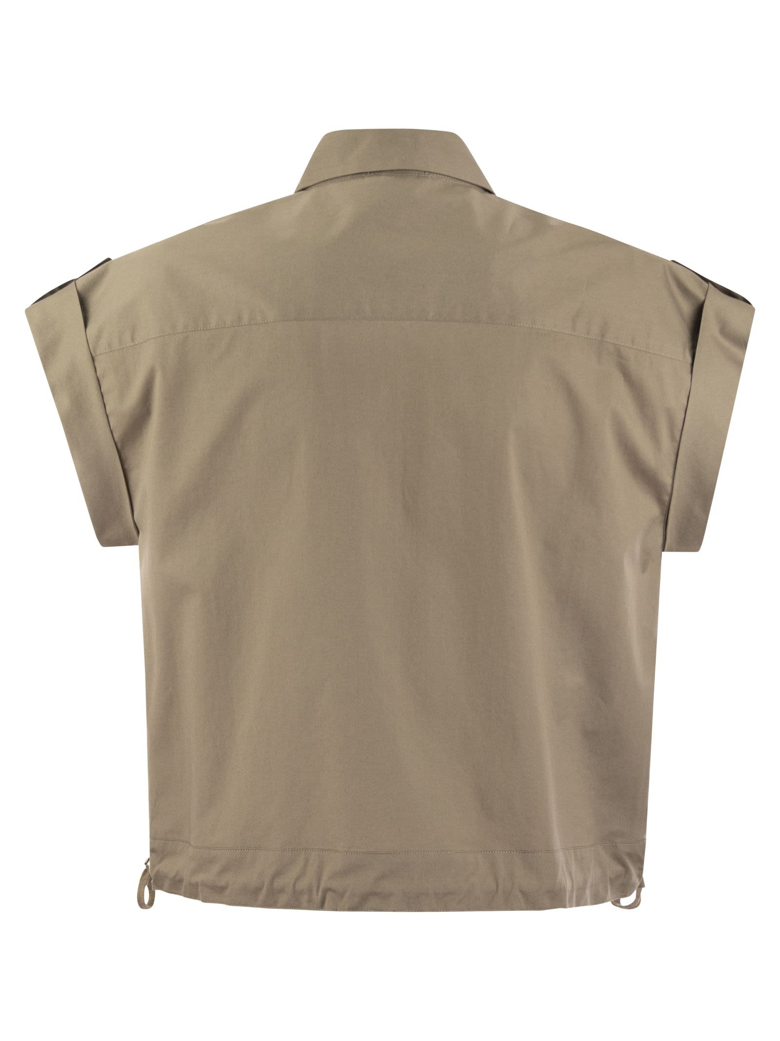 Peserico - Peserico Women Light Cotton Satin 'Sail Hand' Shirt With Drawstring - 2