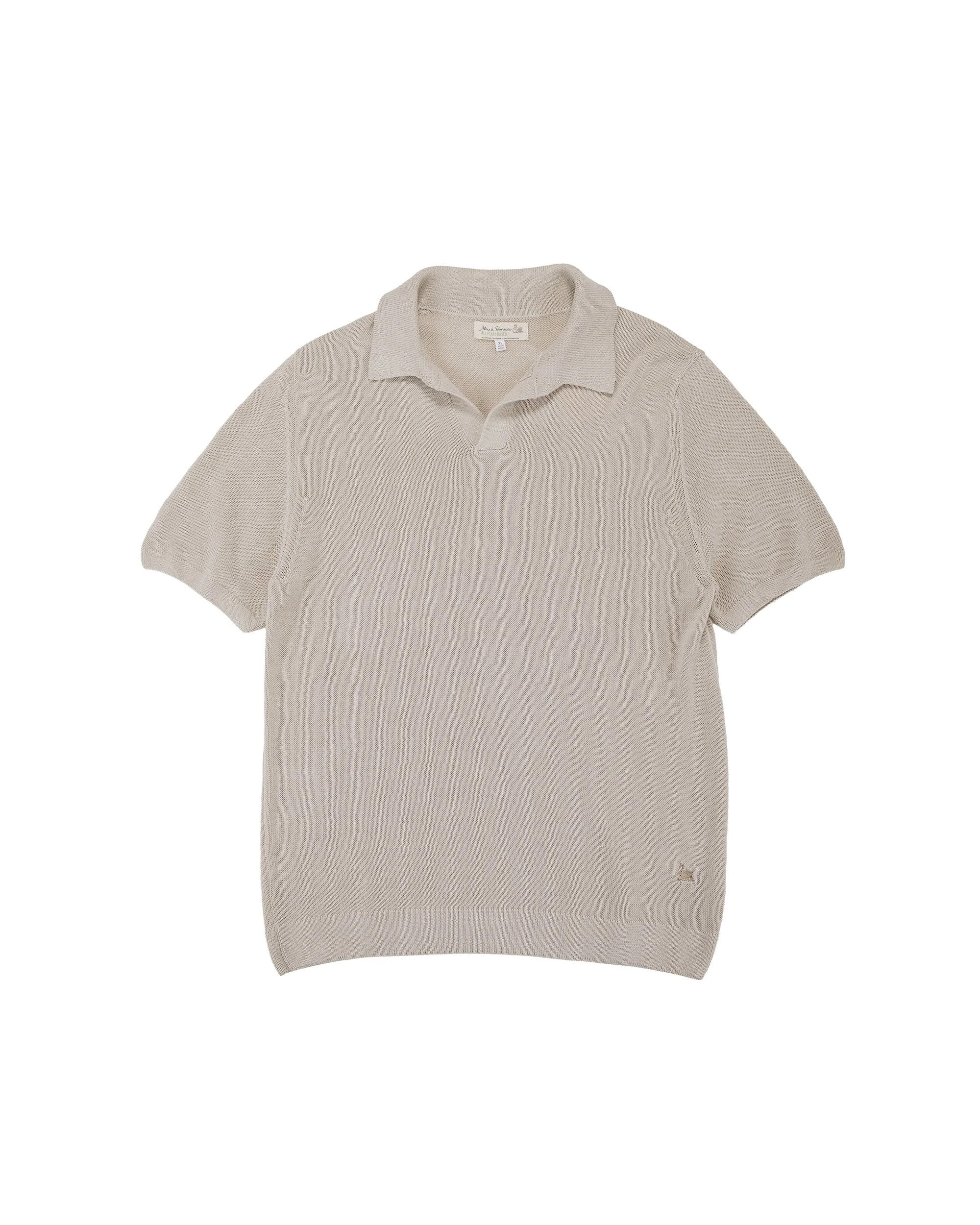 KNITPOLO02 Cotton Short Sleeve Polo Shirt Sand - 1