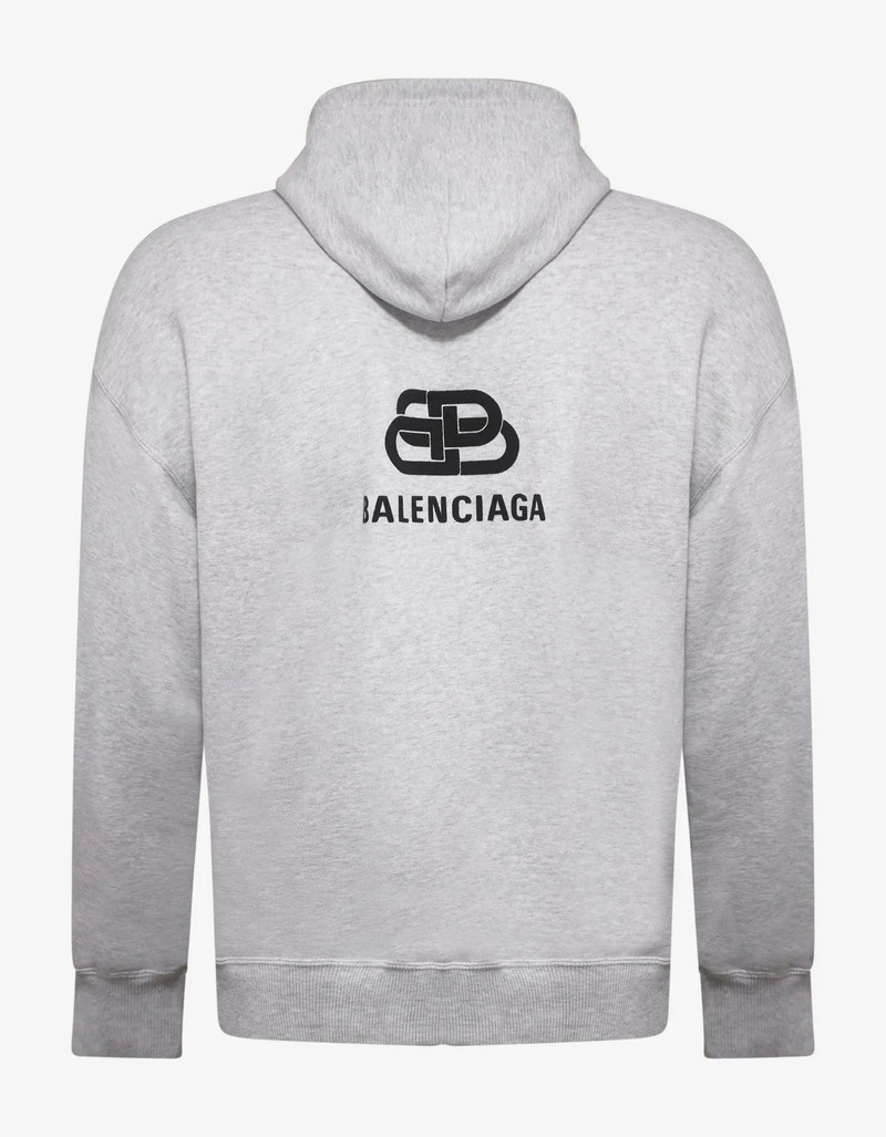 BALENCIAGA Balenciaga Light Grey Back BB Logo Print Hoodie outlook