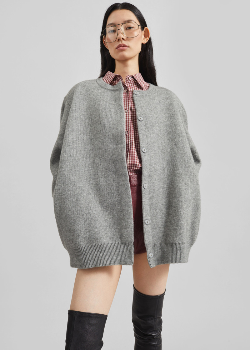 Bergen Padded Knit Cardigan - Grey 4