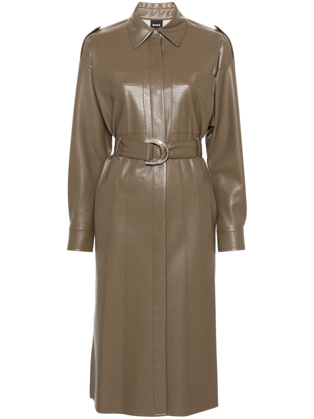 perforated belted shirt dress - 1