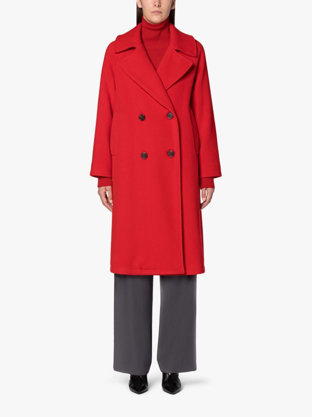 ROBINA RED VIRGIN WOOL BLEND DOUBLE BREASTED COAT - 3