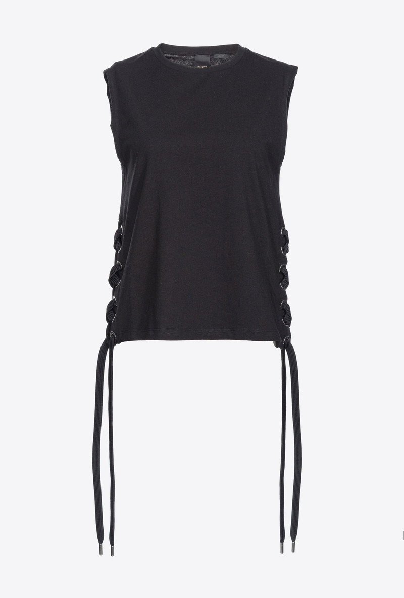 SLEEVELESS T-SHIRT WITH CRISS-CROSSING LACING 1
