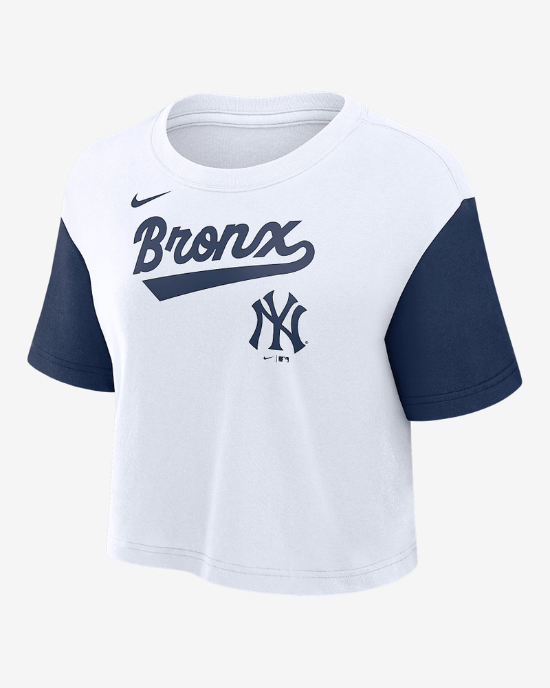 New York Yankees Script Women's Nike Dri-FIT MLB Cropped T-Shirt 1