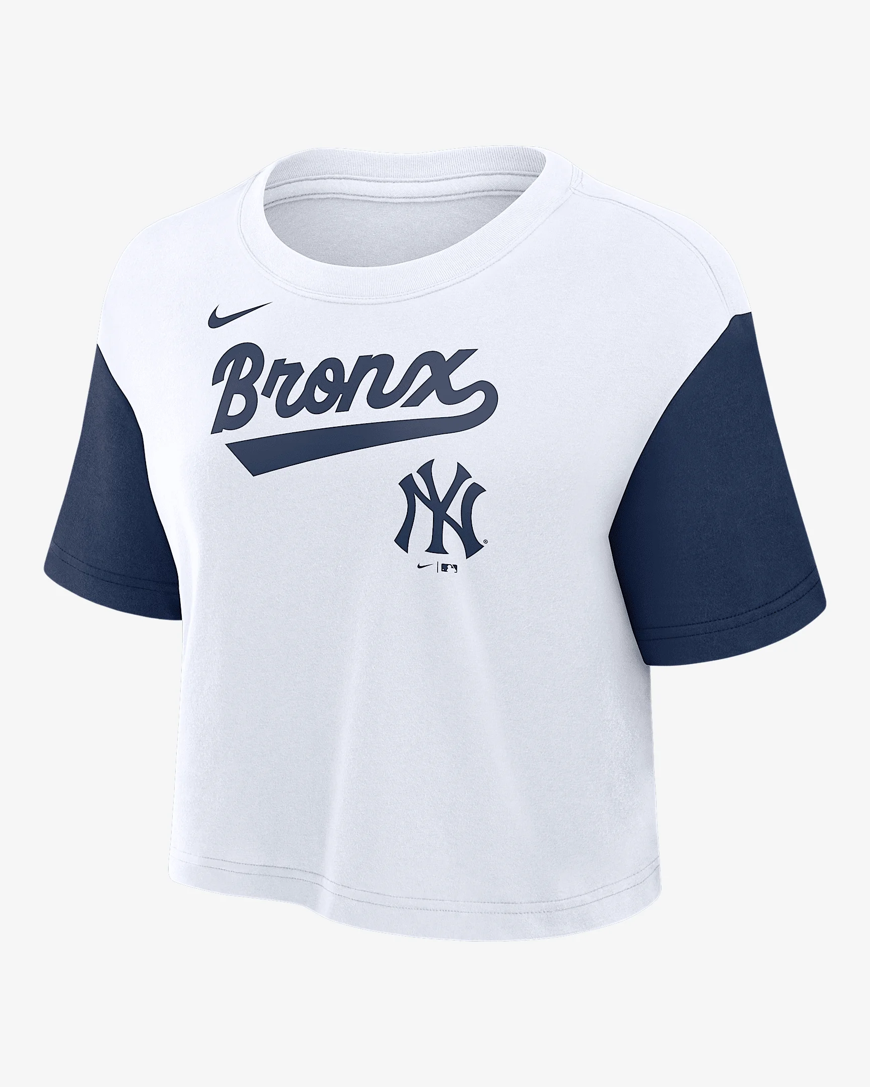 New York Yankees Script Women's Nike Dri-FIT MLB Cropped T-Shirt - 1