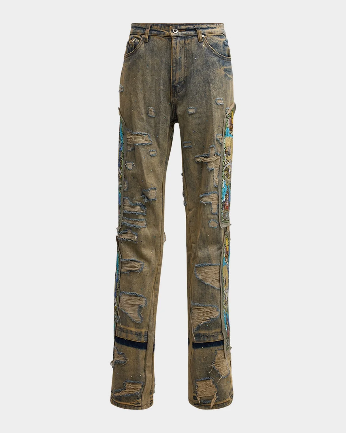 Men's Unfurled Crystal-Embellished Jeans - 1