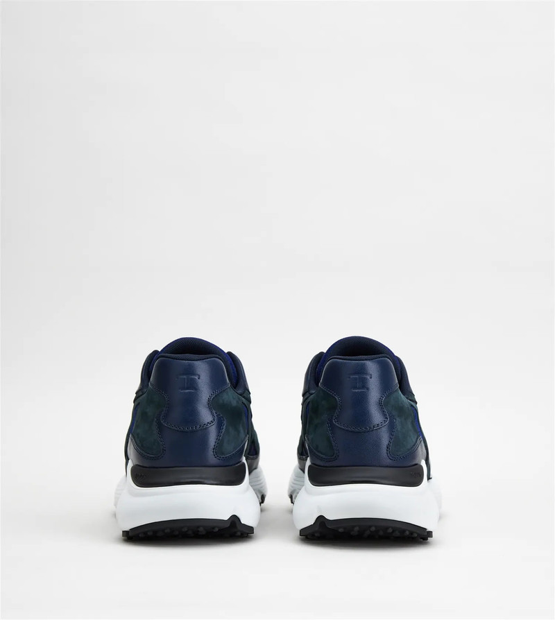 Tod's LEATHER AND TECHNICAL FABRIC SNEAKERS - BLUE outlook