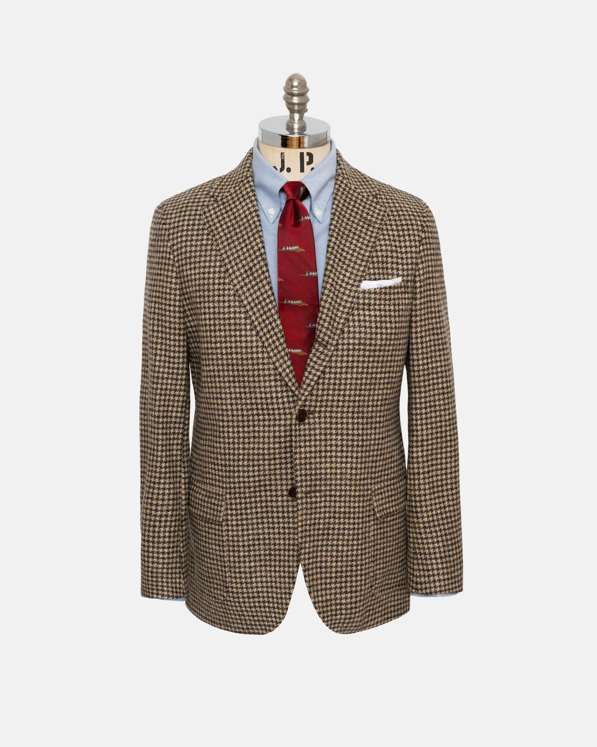 TAN & BROWN HOUNDSTOOTH SPORT COAT - TRIM FIT - 1