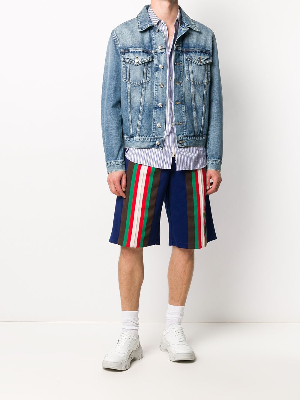 technical jersey striped shorts - 2