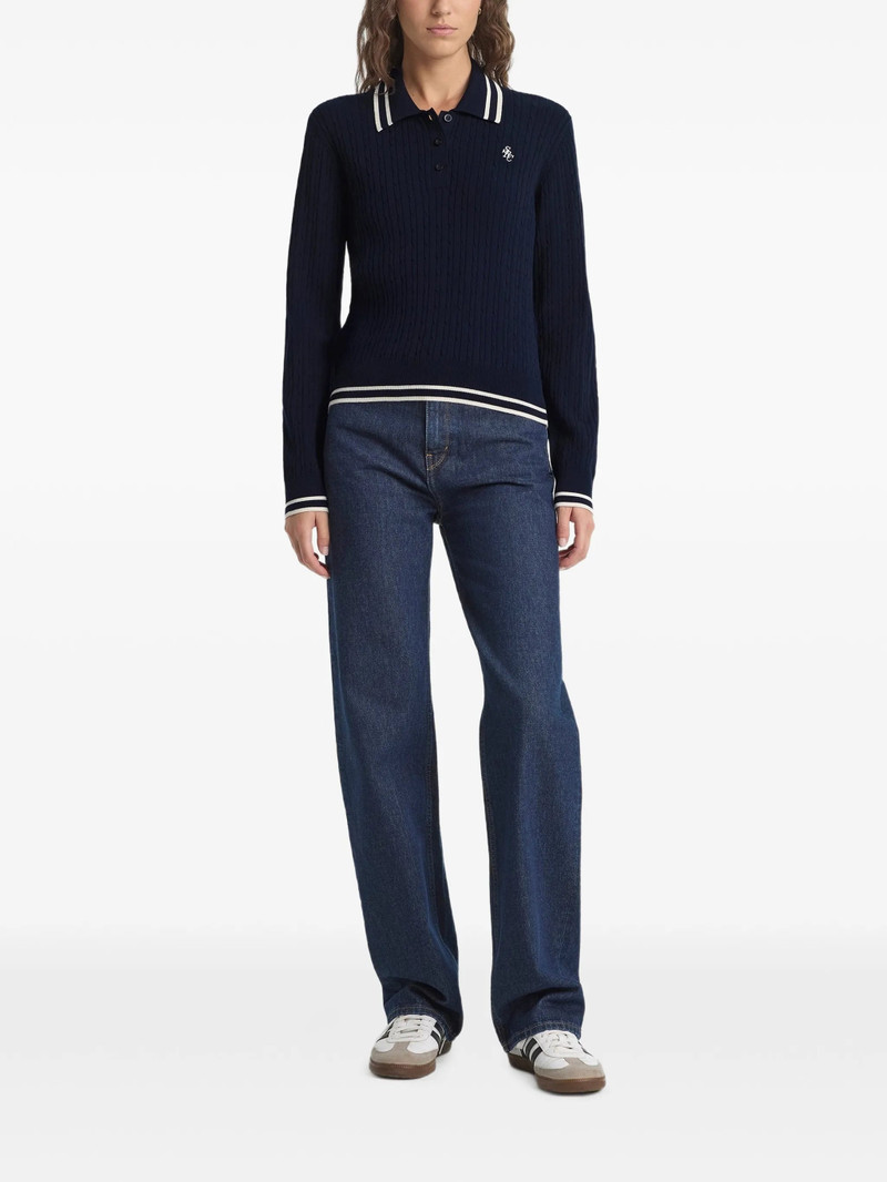 Sporty & Rich Cable-knit Striped Polo Shirt 5