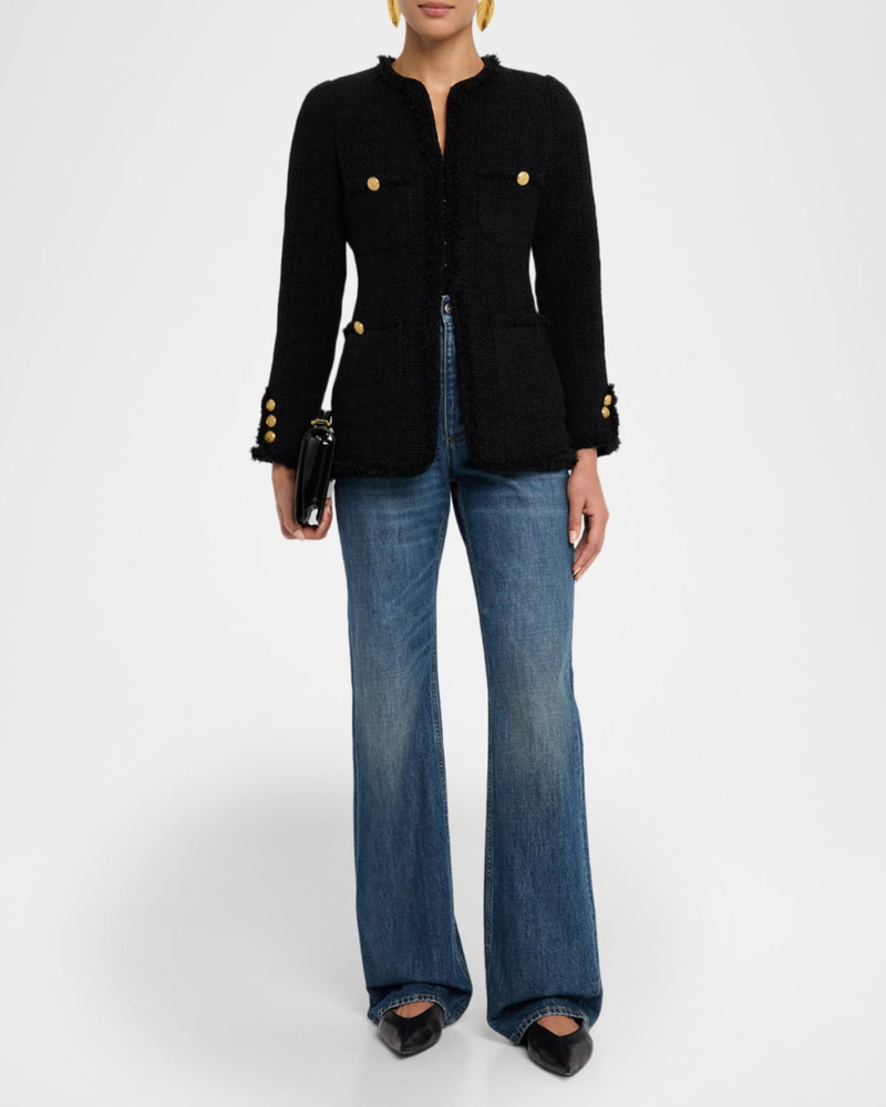 LoveShackFancy Adrina Tweed Embellished Jacket outlook