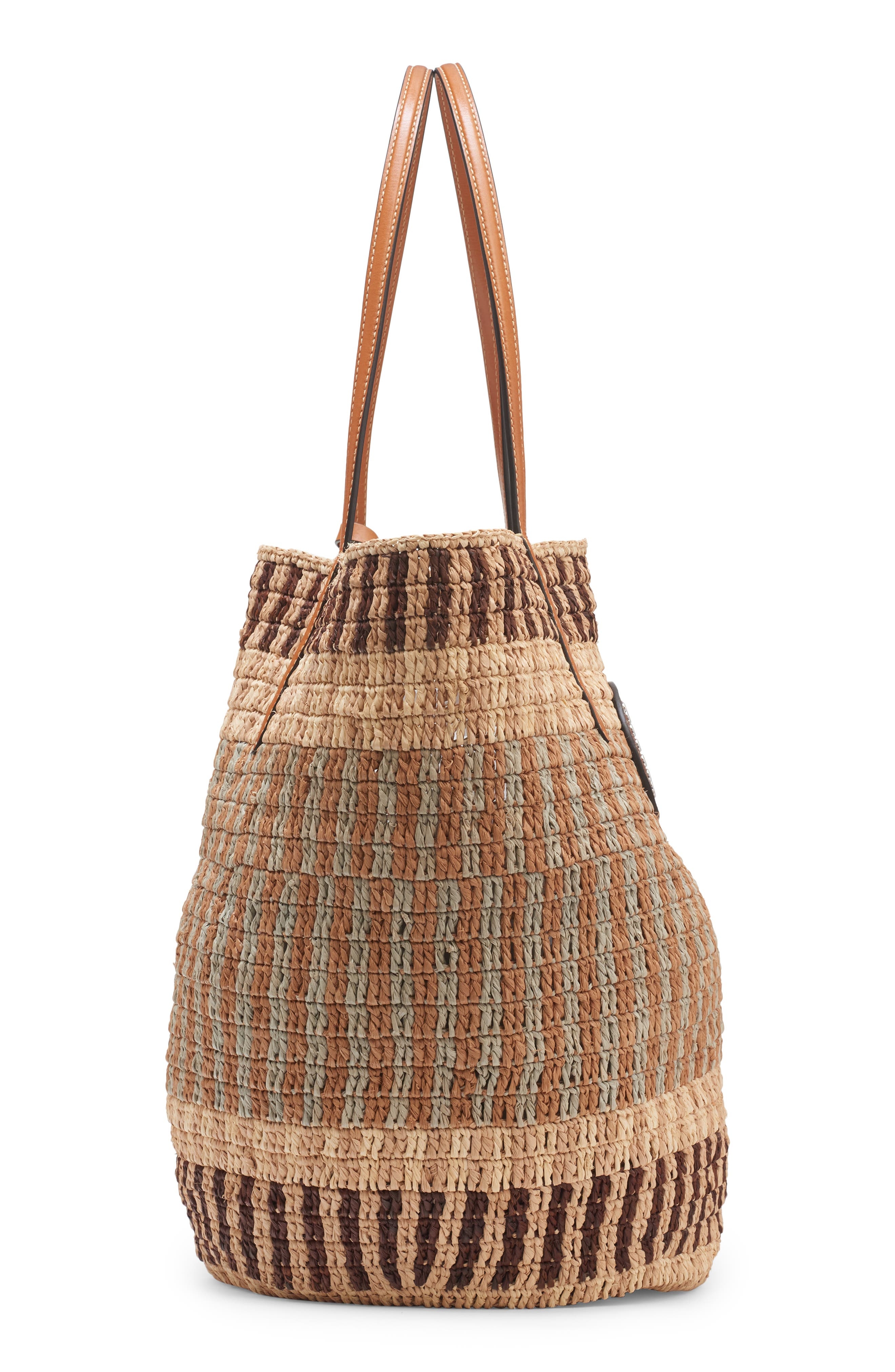 Valentino Garavani VLOGO Crochet Raffia Basket Tote in Aef Beige/Camel/Selleria at Nordstrom - 5