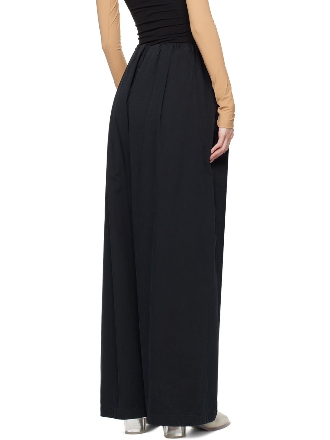 Black Gathered Trousers - 3