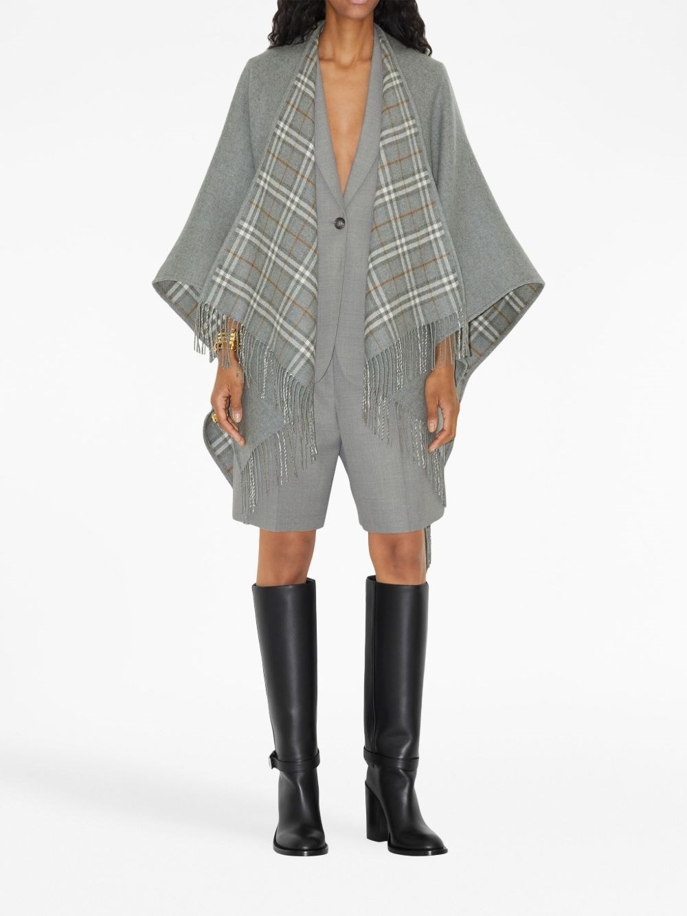 Check wool cape - 3