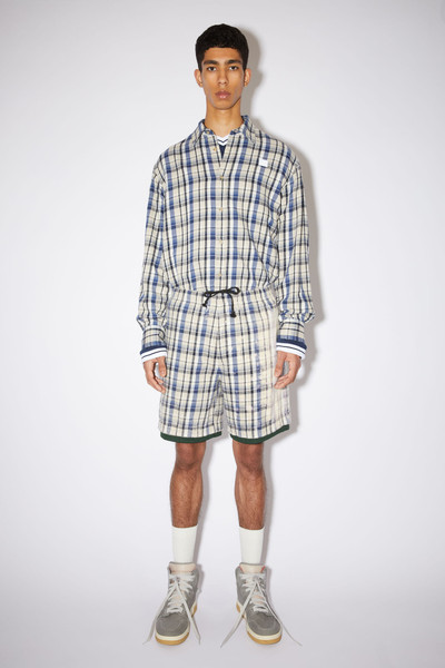 Acne Studios Flannel shorts - Oat beige/blue outlook