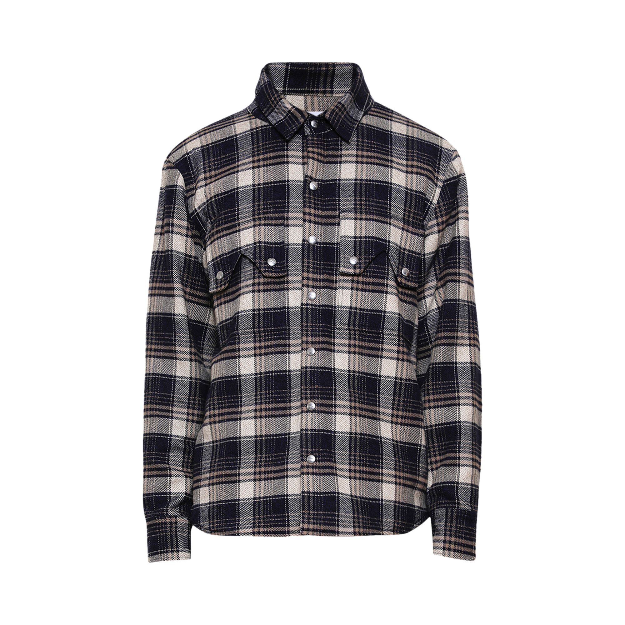 Rhude Flannel Long-Sleeve Overshirt 'Dark Navy/Beige' - 1