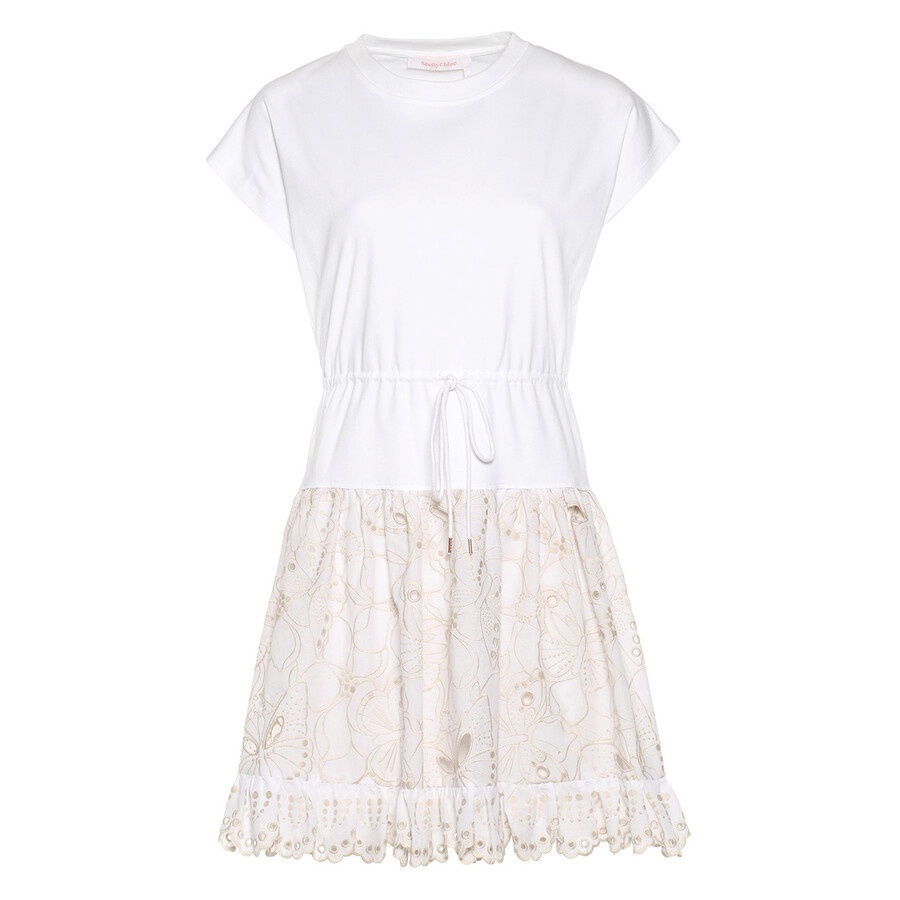 See By Chloe Ladies White Cotton Powder Dress - 4