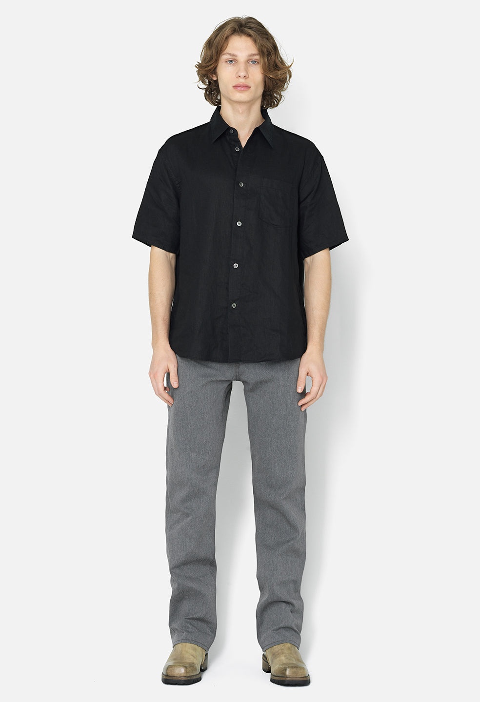 LINEN SS CLOAK BUTTON UP - 3