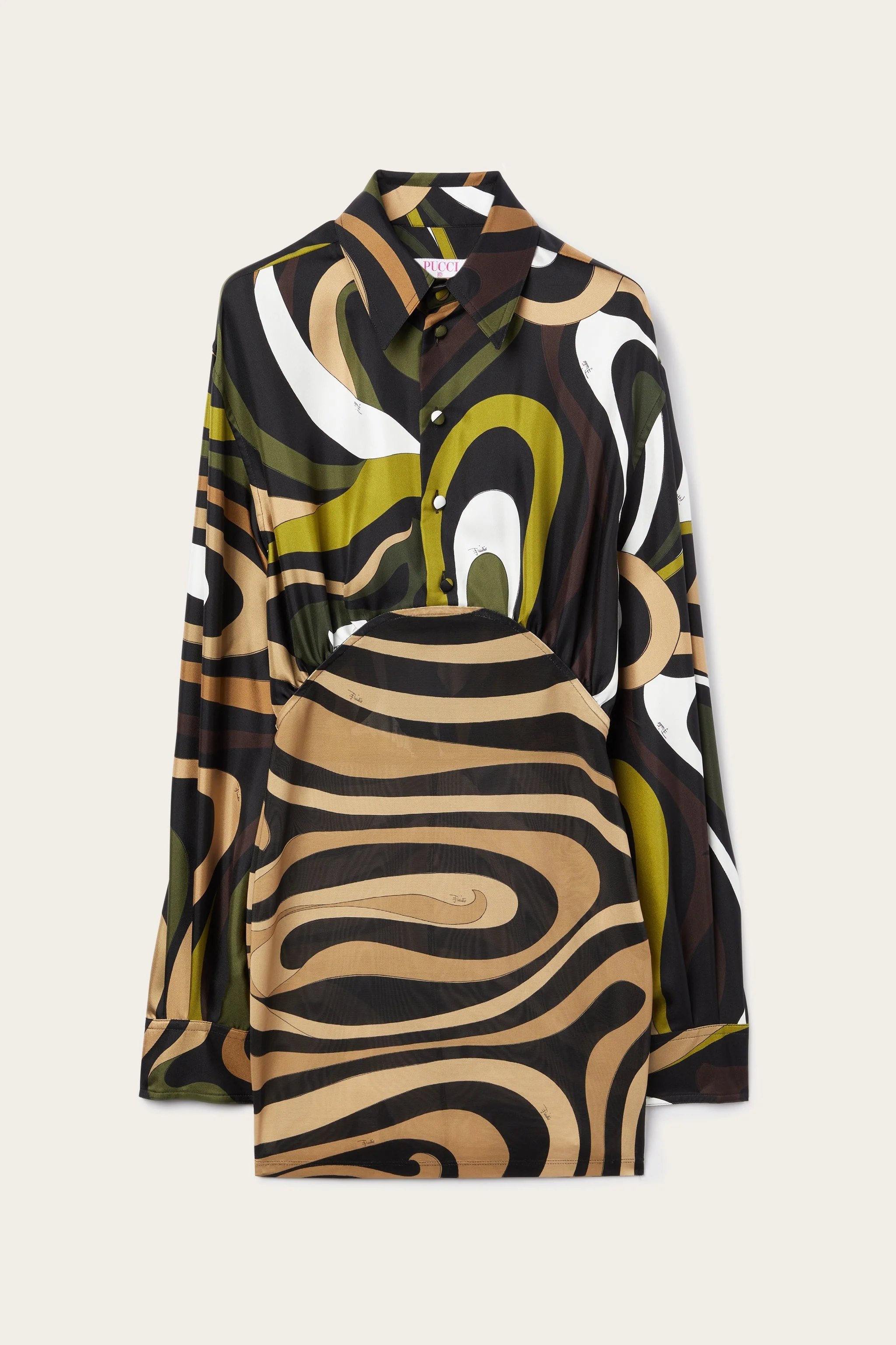 MARMO PRINT LONG SLEEVES MINI DRESS - 1