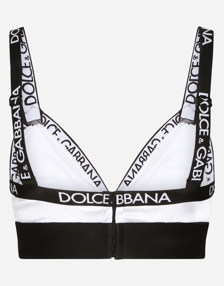 Satin triangle bra with logo - 2