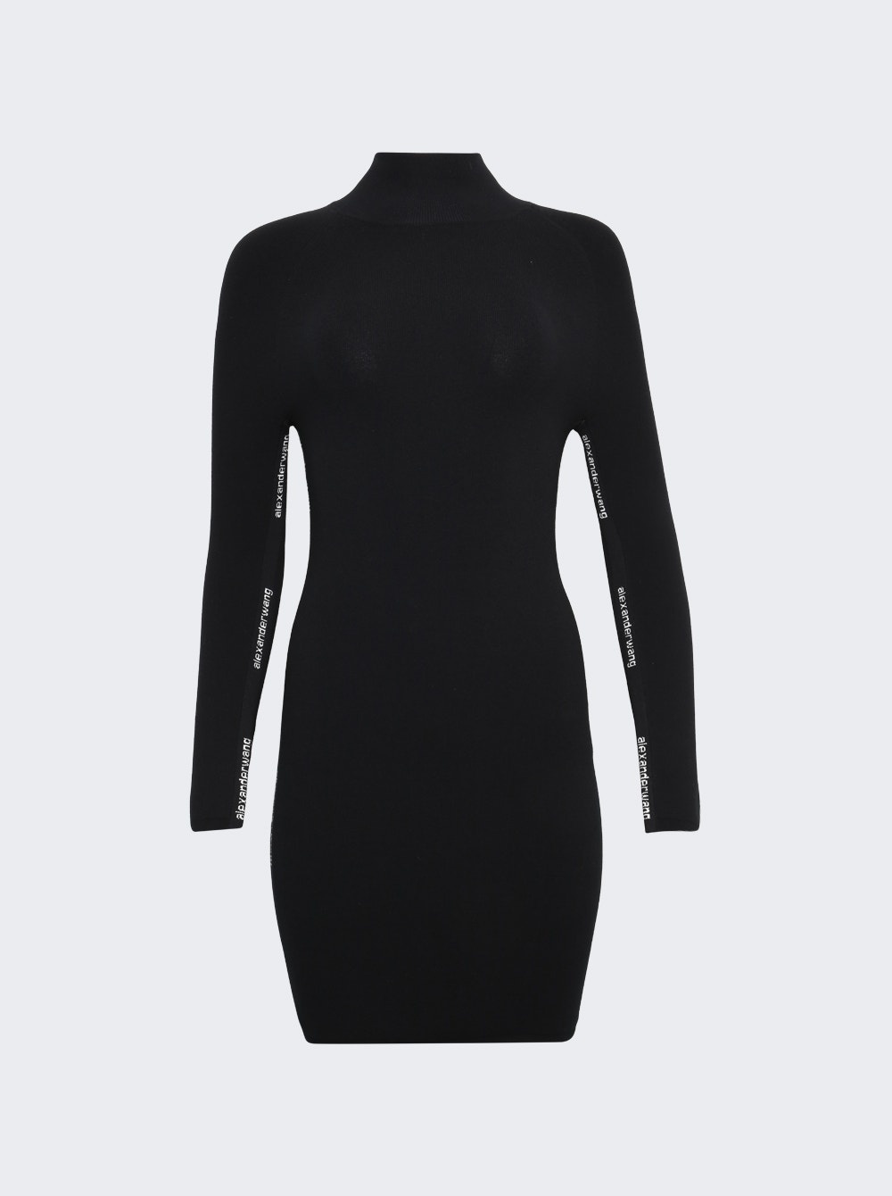 Bodycon Turtleneck Logo Dress Black - 1