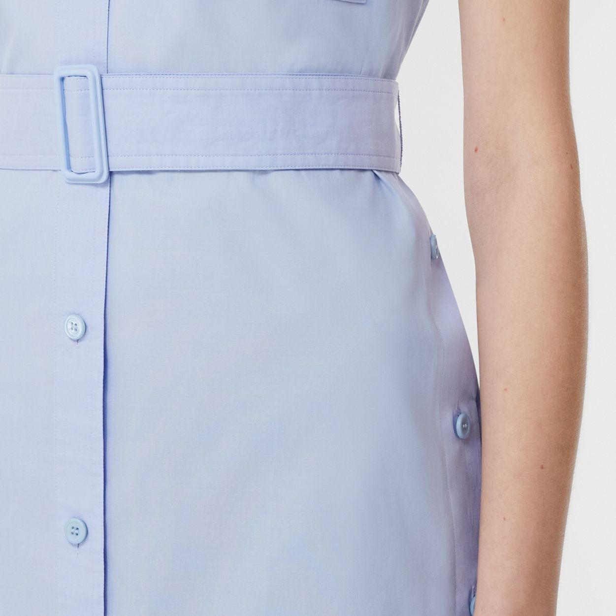Sleeveless Logo Print Cotton Oxford Shirt Dress - 5
