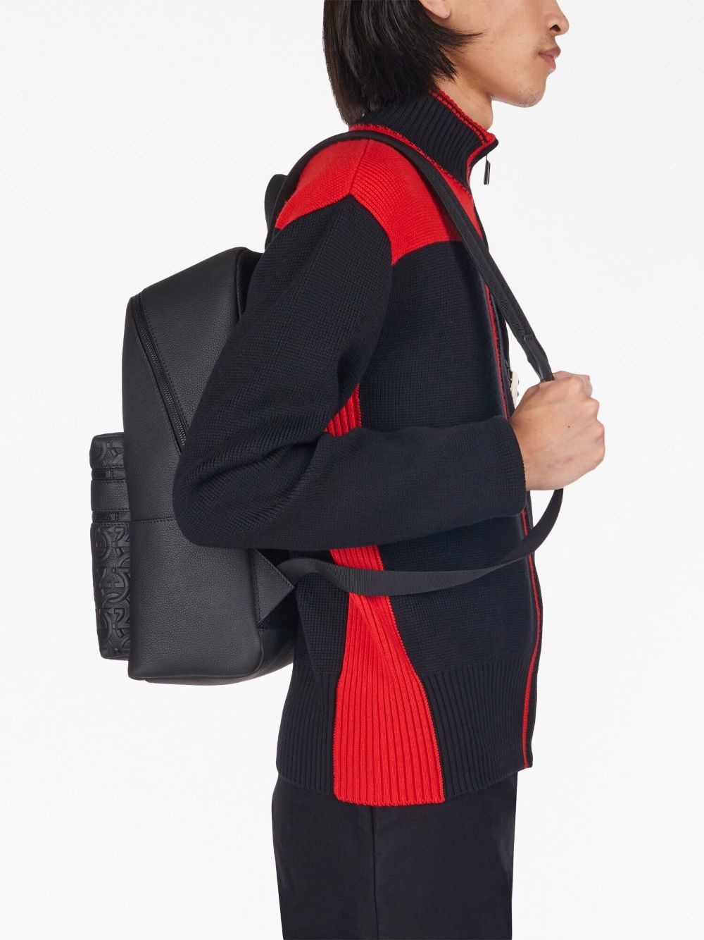 embossed-logo leather backpack - 2