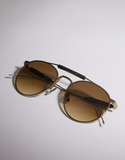 Brunello Cucinelli Sartorial Sunset gold-plated titanium and horn sunglasses outlook
