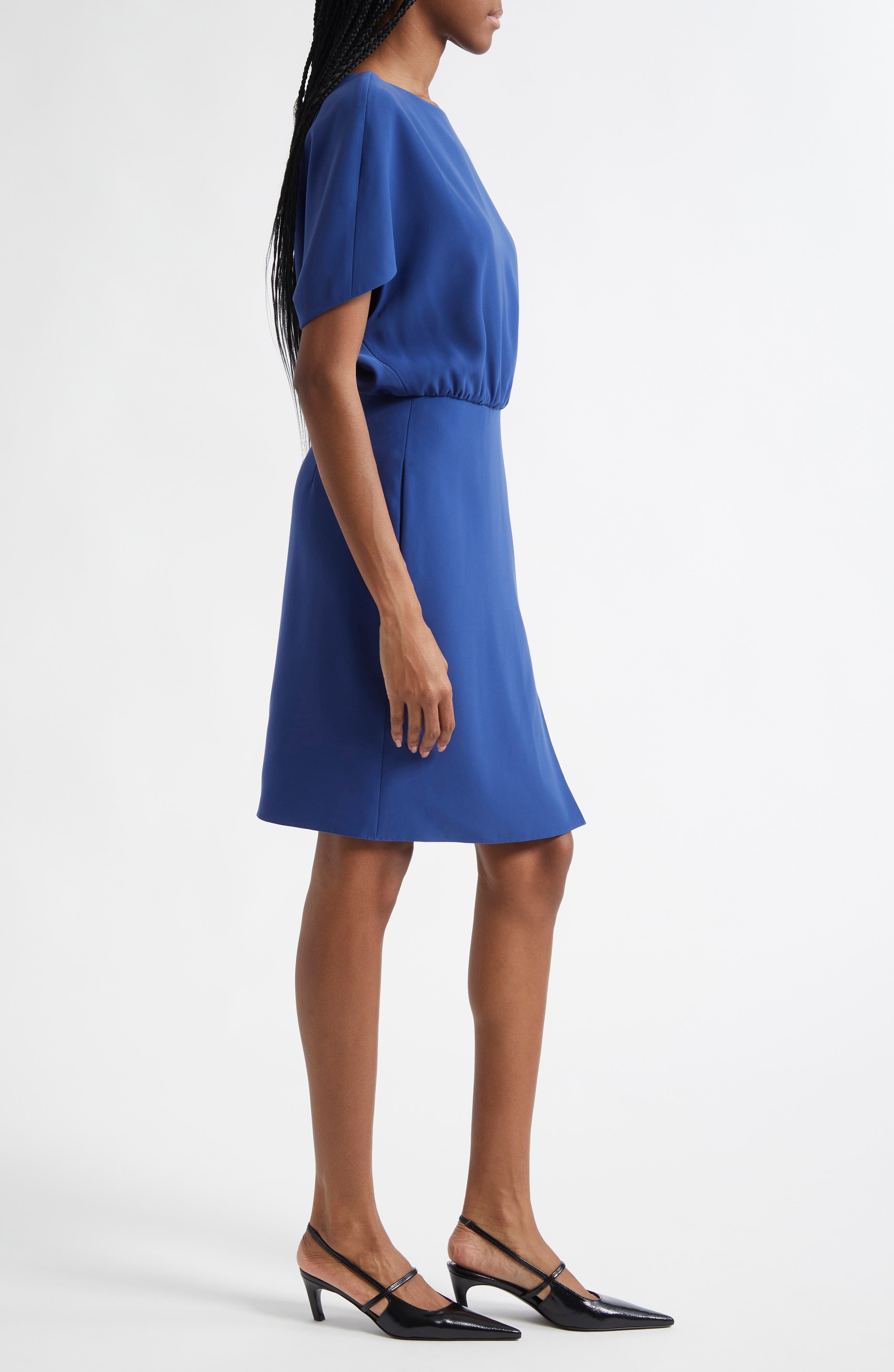 Emporio Armani Cady Cape Sleeve Dress in Cobalt Blue at Nordstrom - 3