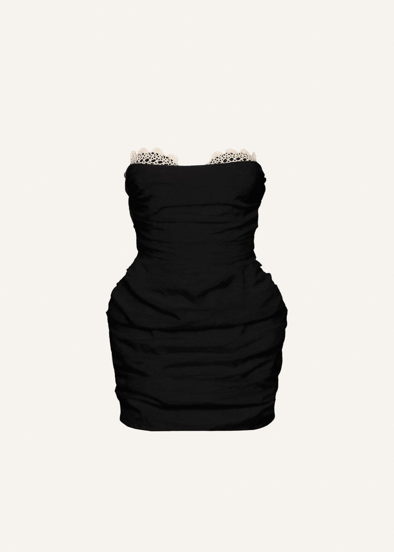 Crochet bustier mini dress in black 1