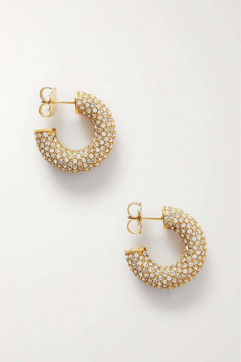 Cameron mini gold-tone crystal hoop earrings 1