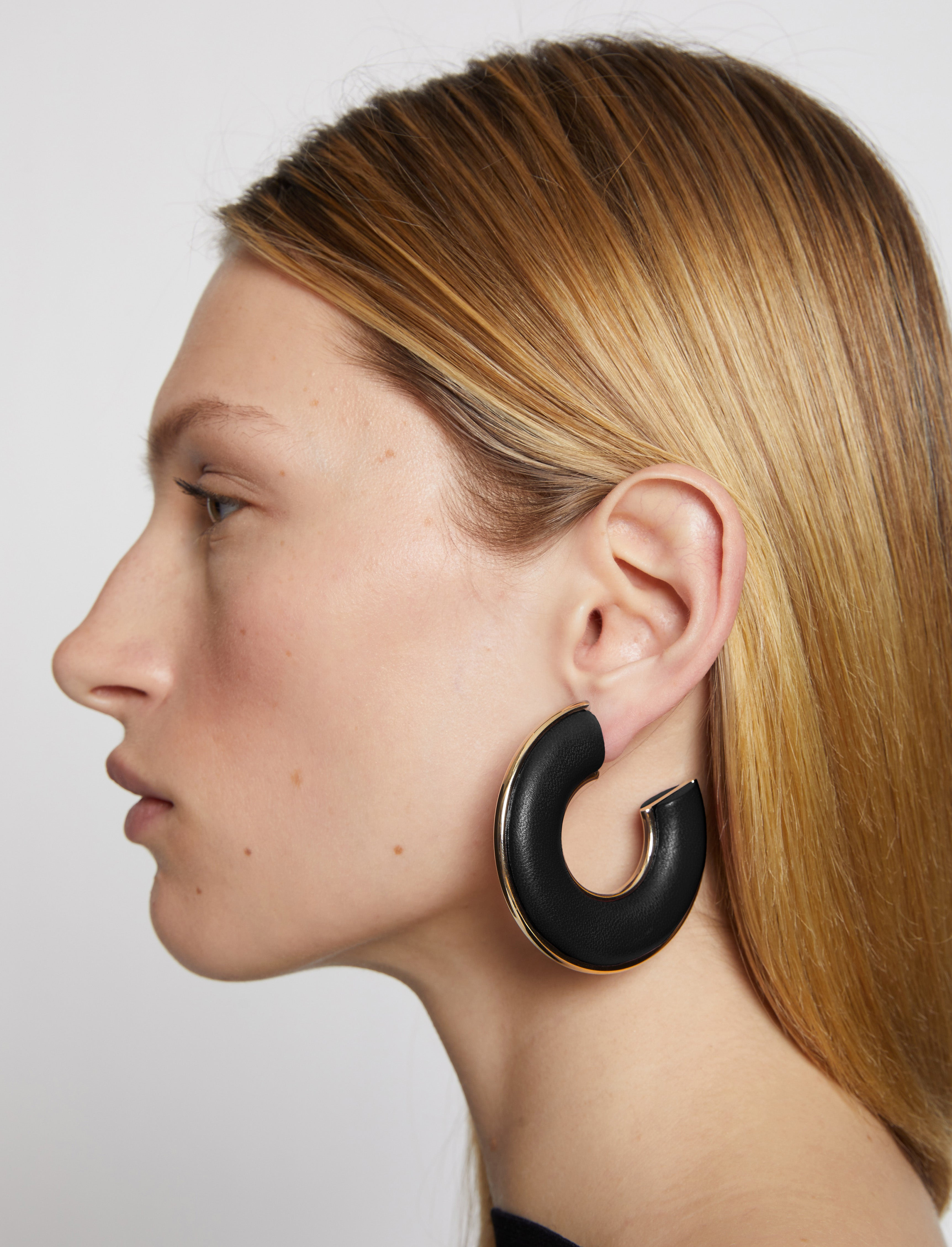 Leather Hoop Earrings - 2