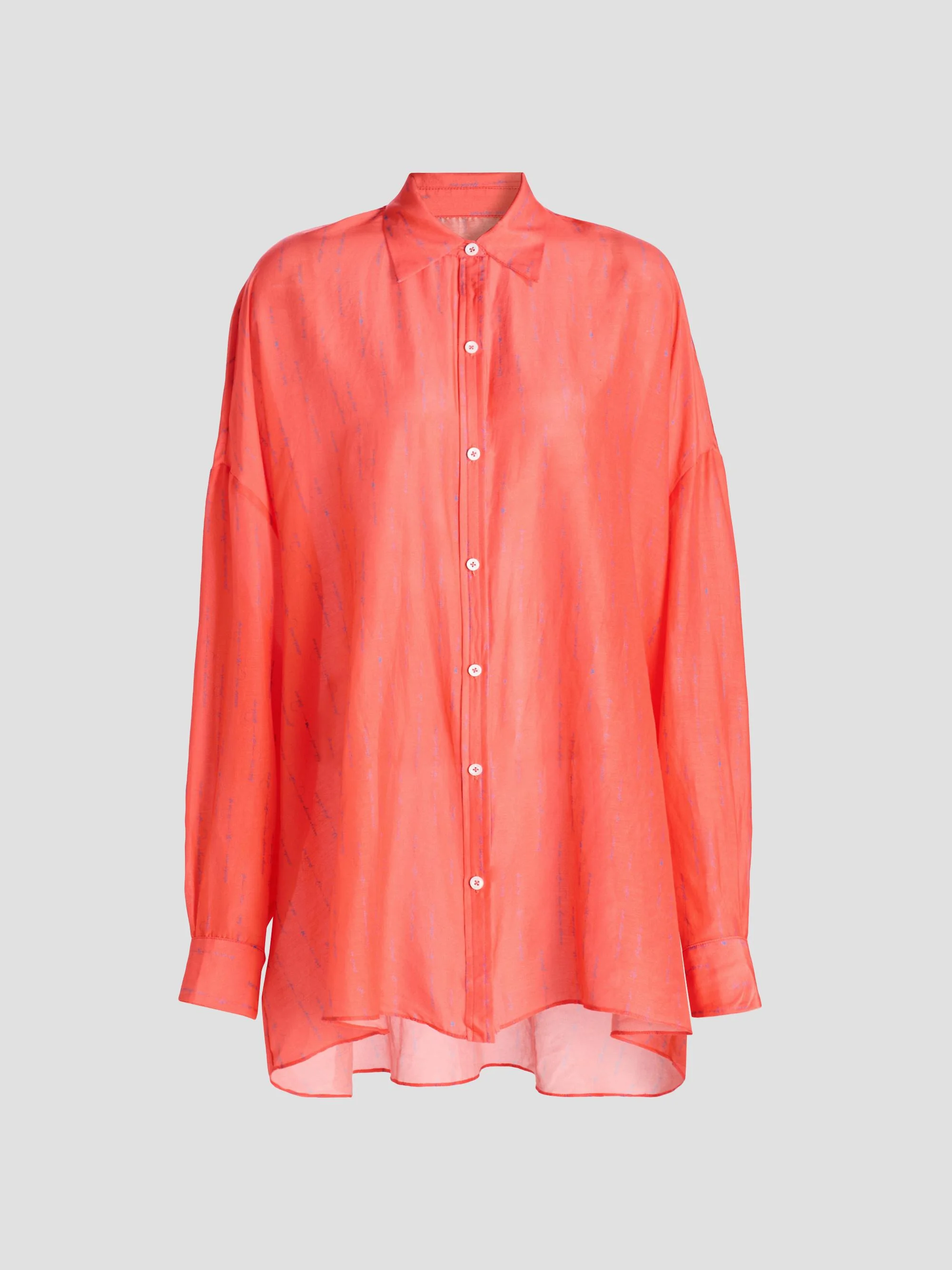 Women's Joue Avec Moi Print Cotton-Blend Oversized Shirt - Pamplemousse - 1