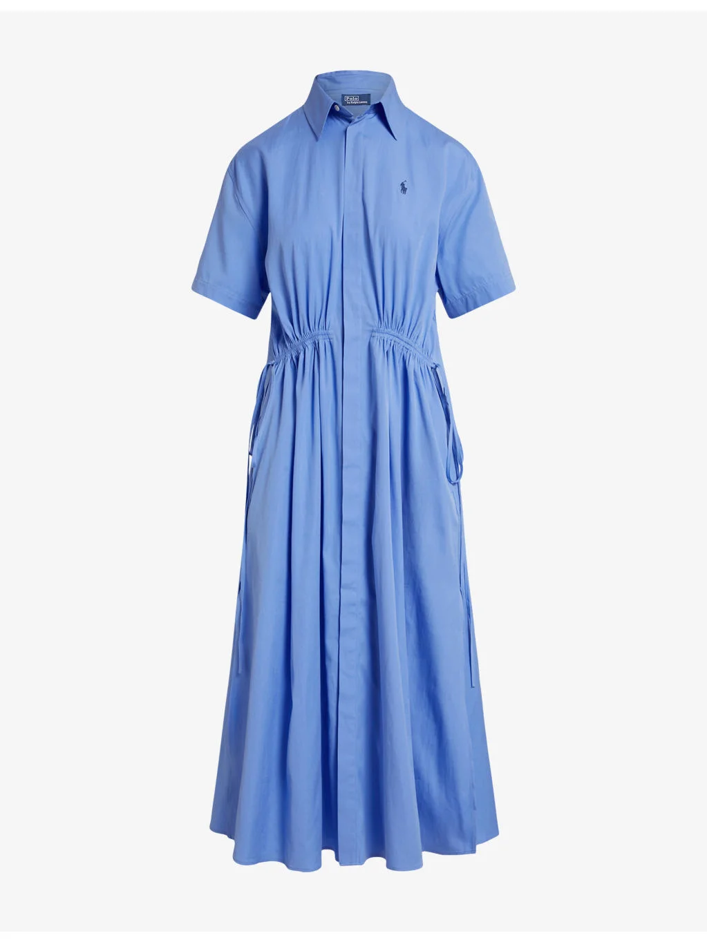 Brand-Embroidered Short-Sleeved Cotton Midi Dress - 1