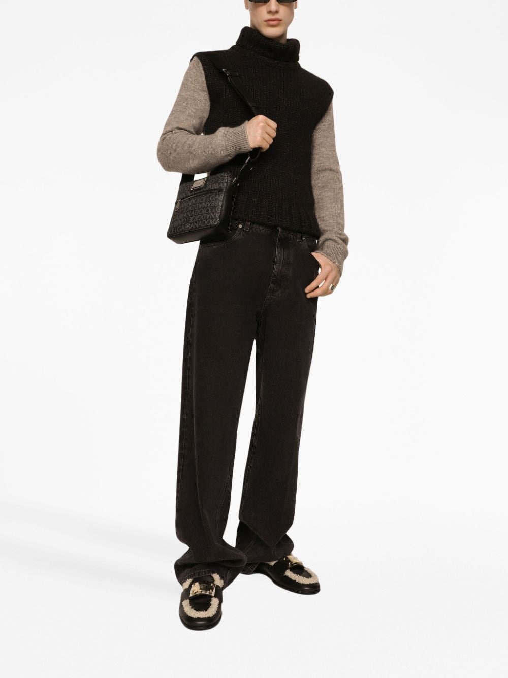 logo-print jacquard zipped shoulder bag - 2
