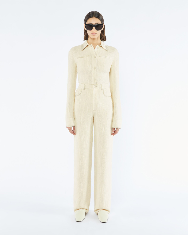 Nanushka ALYNA - Textured bouclé tweed pants - Creme outlook