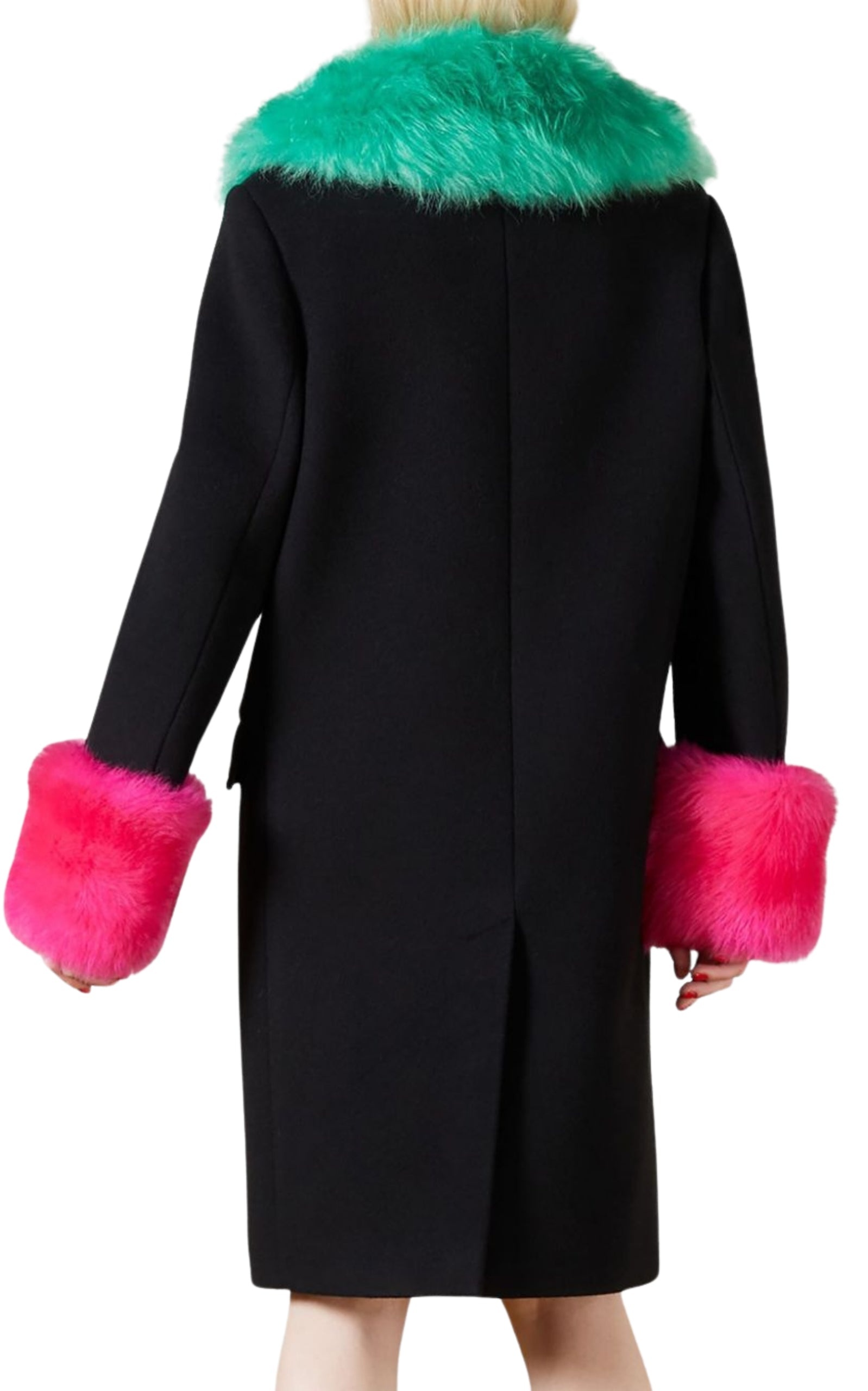 Women's Cashmere Wool Coat with Shearling-collar - 4